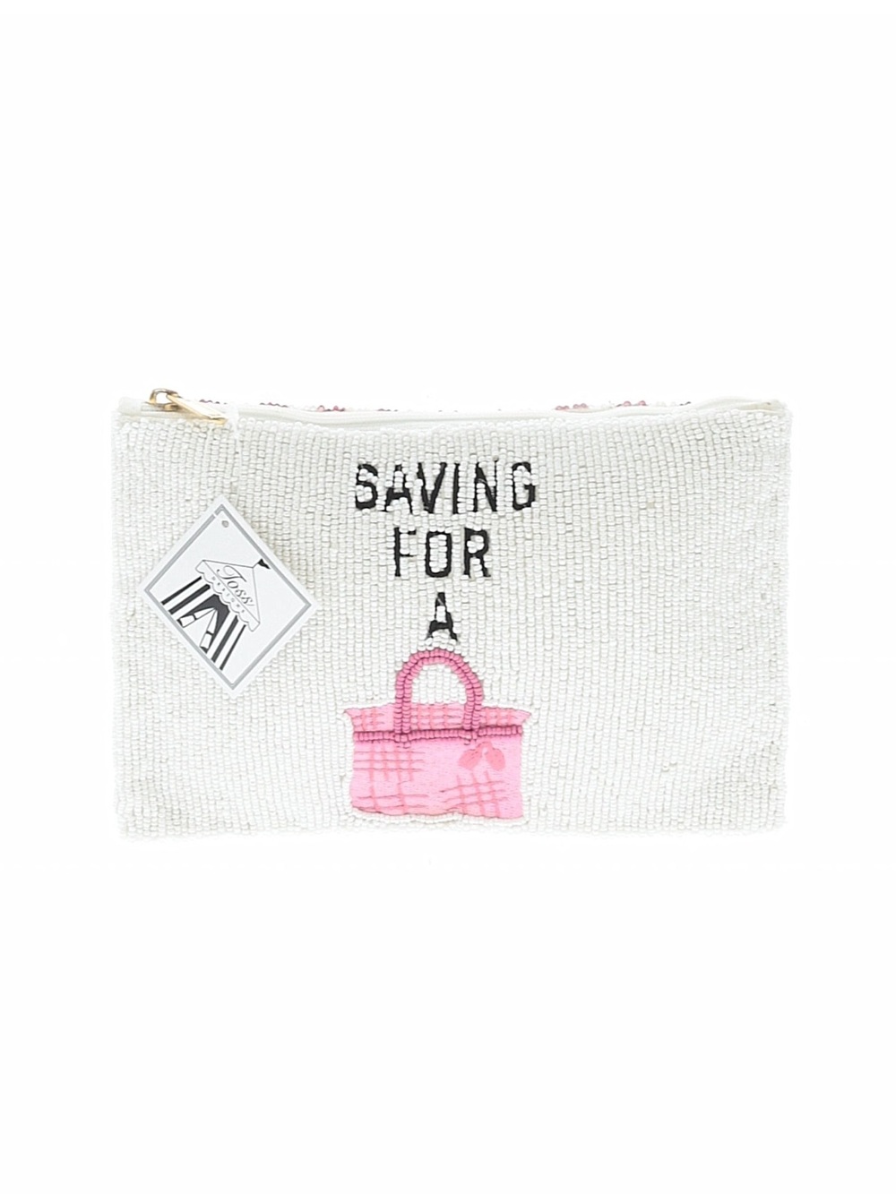 Saving For A Pink Bag Beaded Zip Pouch